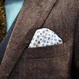 Classic wheel patterned FatCloth Charles Blue puff fold in herringbone pocket