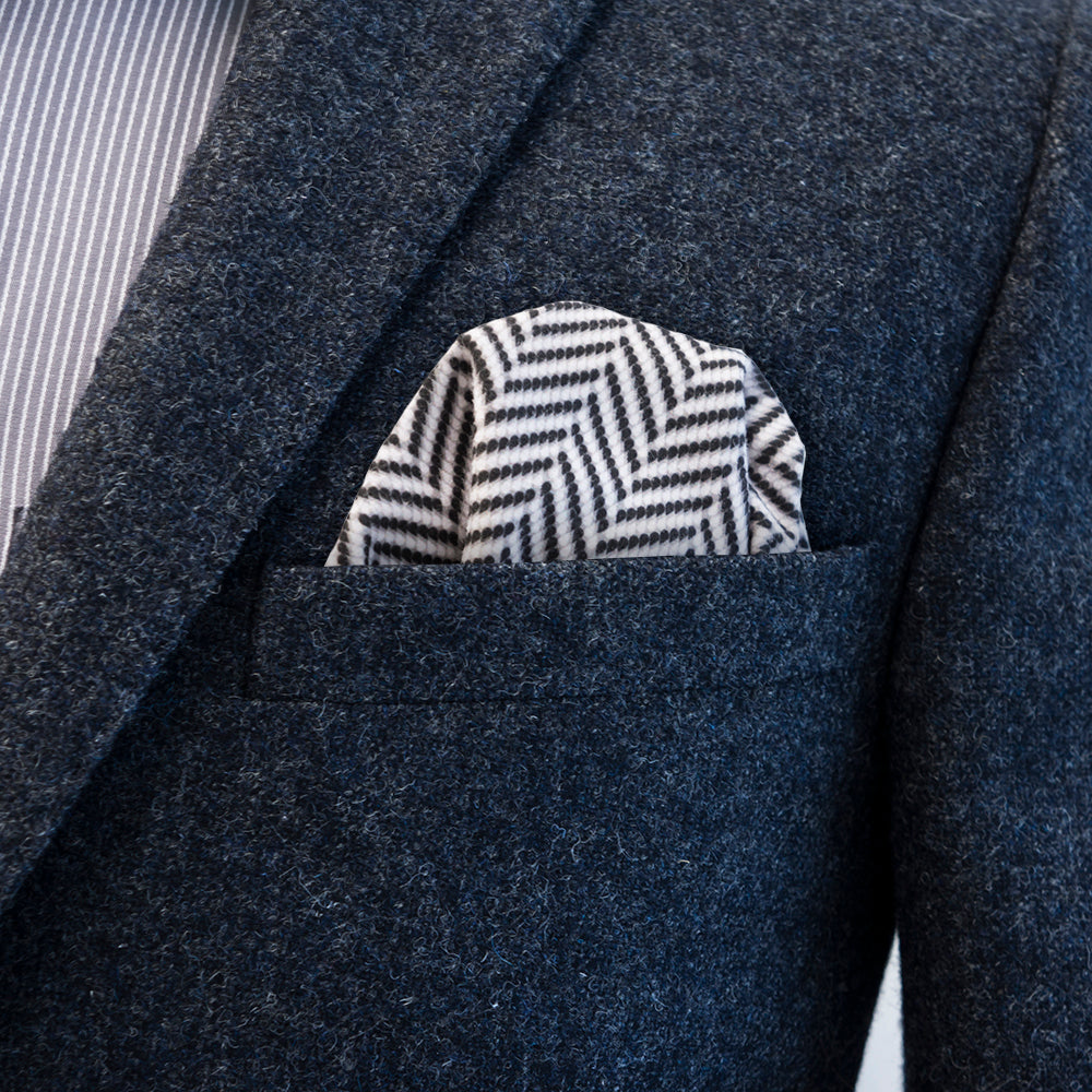 Gregory Bone pocket square by FatCloth is best suited in heavy tweed jacket pockets due to it’s heavier microfiber suede fabric